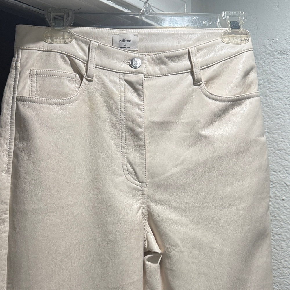 Wilfred High Rise Off-White faux leather pants